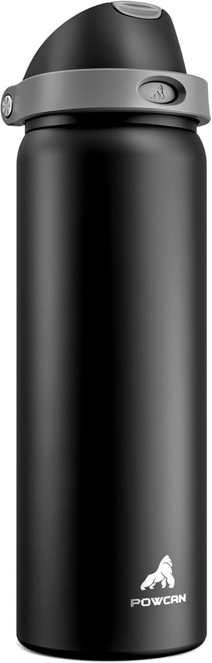 24 oz Travel Water Bottle: 2-in-1 Push-Button Spout & Quick-Flip Straw, Leakproof, Cold 24Hrs, Fits Car Cup Holder, Stainless Steel Cup for Sports, School, Commute, Camping (Mouse's Mischief) - Colors B
