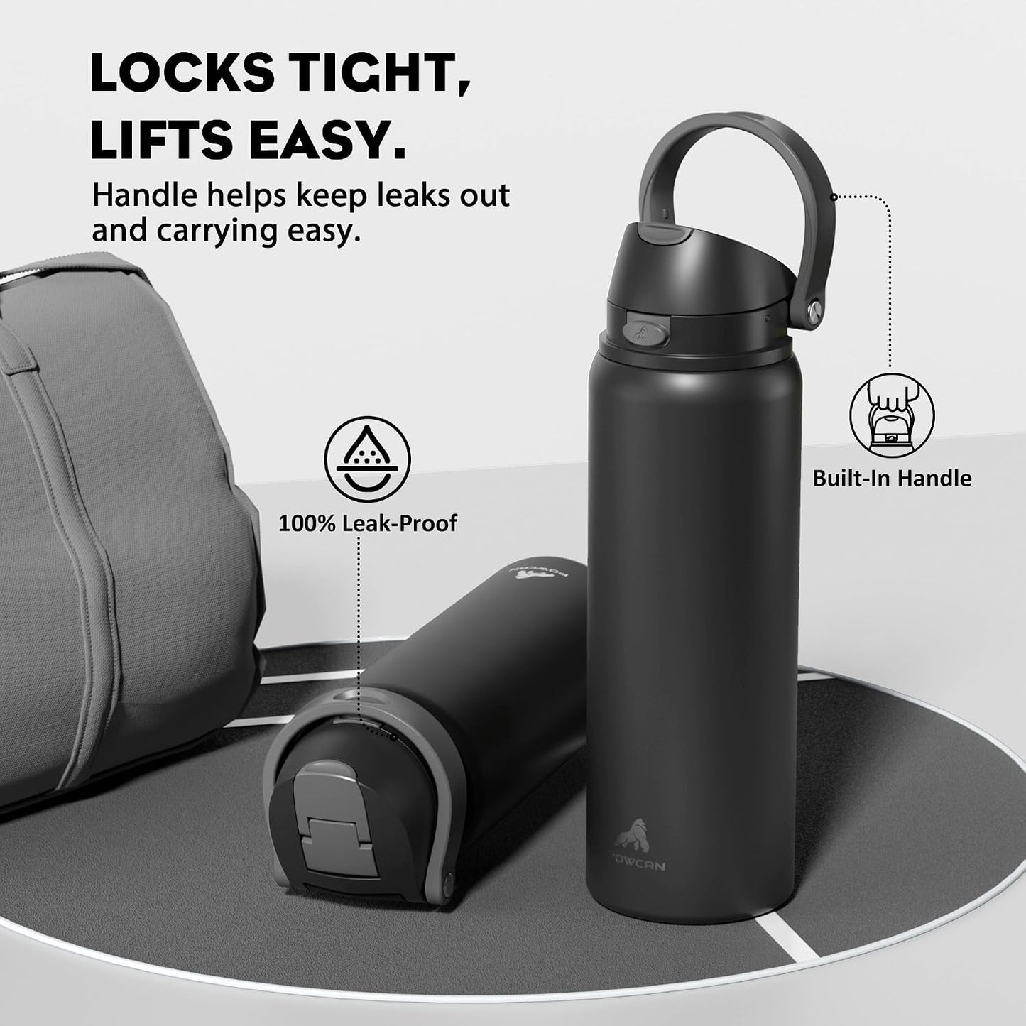 24 oz Travel Water Bottle: 2-in-1 Push-Button Spout & Quick-Flip Straw, Leakproof, Cold 24Hrs, Fits Car Cup Holder, Stainless Steel Cup for Sports, School, Commute, Camping (Mouse's Mischief) - Colors B