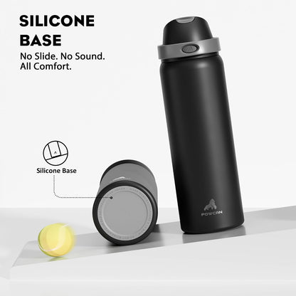 24 oz Travel Water Bottle: 2-in-1 Push-Button Spout & Quick-Flip Straw, Leakproof, Cold 24Hrs, Fits Car Cup Holder, Stainless Steel Cup for Sports, School, Commute, Camping (Mouse's Mischief) - Colors B