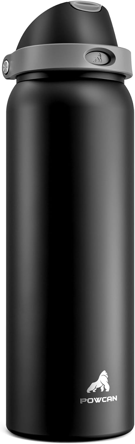 24 oz Travel Water Bottle: 2-in-1 Push-Button Spout & Quick-Flip Straw, Leakproof, Cold 24Hrs, Fits Car Cup Holder, Stainless Steel Cup for Sports, School, Commute, Camping (Mouse's Mischief) - Colors B