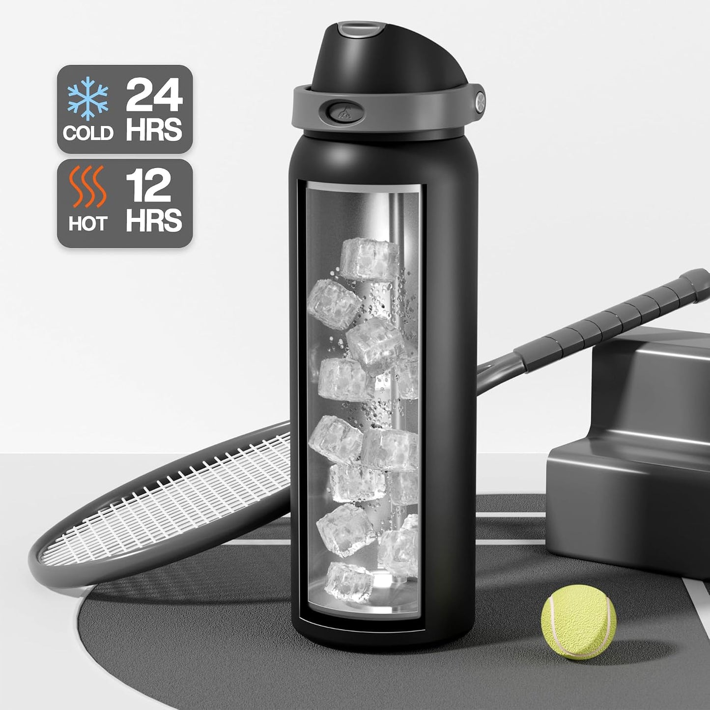 24 oz Travel Water Bottle: 2-in-1 Push-Button Spout & Quick-Flip Straw, Leakproof, Cold 24Hrs, Fits Car Cup Holder, Stainless Steel Cup for Sports, School, Commute, Camping (Mouse's Mischief) - Colors B
