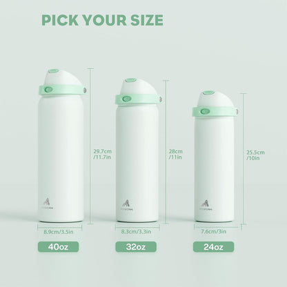 24 oz Travel Water Bottle: 2-in-1 Push-Button Spout & Quick-Flip Straw, Leakproof, Cold 24Hrs, Fits Car Cup Holder, Stainless Steel Cup for Sports, School, Commute, Camping (Mouse's Mischief) - Colors B