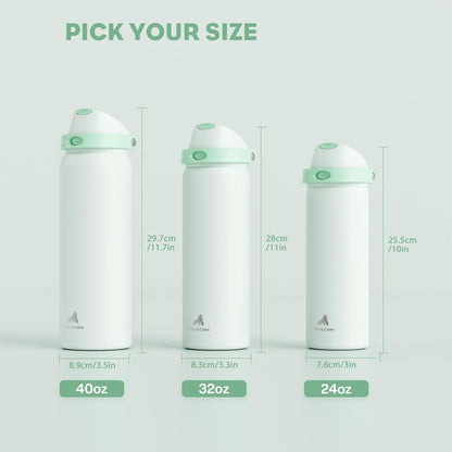 24 oz Travel Water Bottle: 2-in-1 Push-Button Spout & Quick-Flip Straw, Leakproof, Cold 24Hrs, Fits Car Cup Holder, Stainless Steel Cup for Sports, School, Commute, Camping (Mouse's Mischief) - Colors B