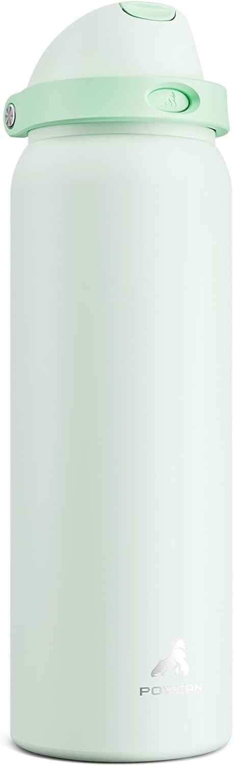 24 oz Travel Water Bottle: 2-in-1 Push-Button Spout & Quick-Flip Straw, Leakproof, Cold 24Hrs, Fits Car Cup Holder, Stainless Steel Cup for Sports, School, Commute, Camping (Mouse's Mischief) - Colors B