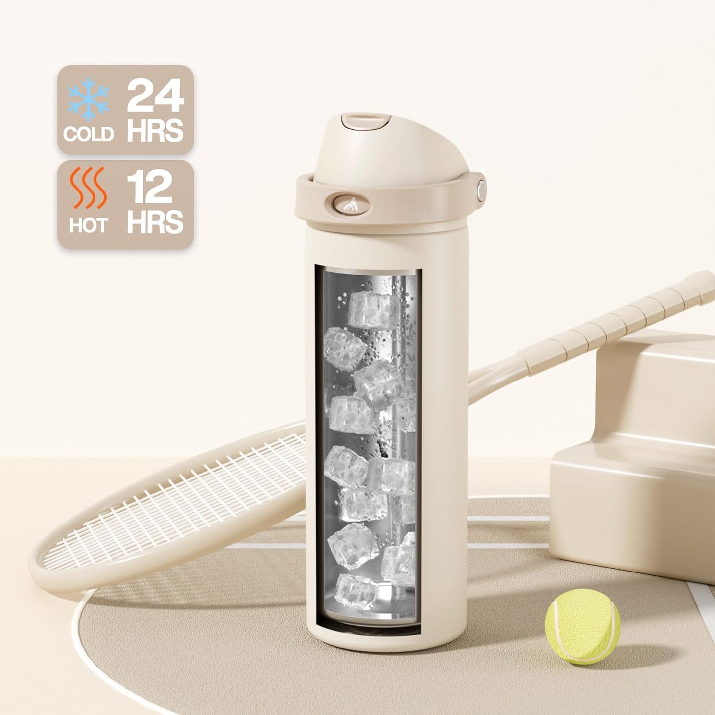 24 oz Travel Water Bottle: 2-in-1 Push-Button Spout & Quick-Flip Straw, Leakproof, Cold 24Hrs, Fits Car Cup Holder, Stainless Steel Cup for Sports, School, Commute, Camping (Mouse's Mischief) - Colors B
