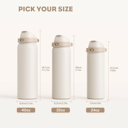 24 oz Travel Water Bottle: 2-in-1 Push-Button Spout & Quick-Flip Straw, Leakproof, Cold 24Hrs, Fits Car Cup Holder, Stainless Steel Cup for Sports, School, Commute, Camping (Mouse's Mischief) - Colors B