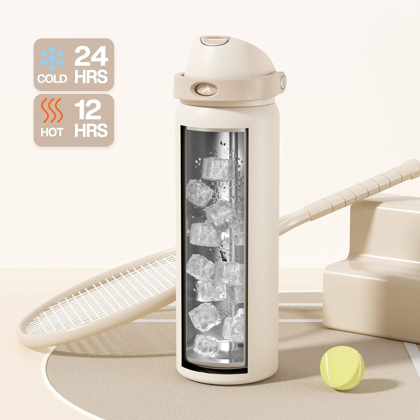 24 oz Travel Water Bottle: 2-in-1 Push-Button Spout & Quick-Flip Straw, Leakproof, Cold 24Hrs, Fits Car Cup Holder, Stainless Steel Cup for Sports, School, Commute, Camping (Mouse's Mischief) - Colors B
