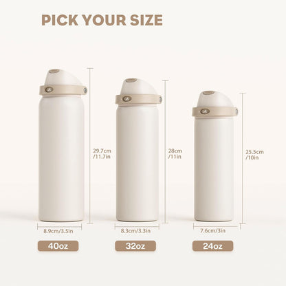 24 oz Travel Water Bottle: 2-in-1 Push-Button Spout & Quick-Flip Straw, Leakproof, Cold 24Hrs, Fits Car Cup Holder, Stainless Steel Cup for Sports, School, Commute, Camping (Mouse's Mischief) - Colors B