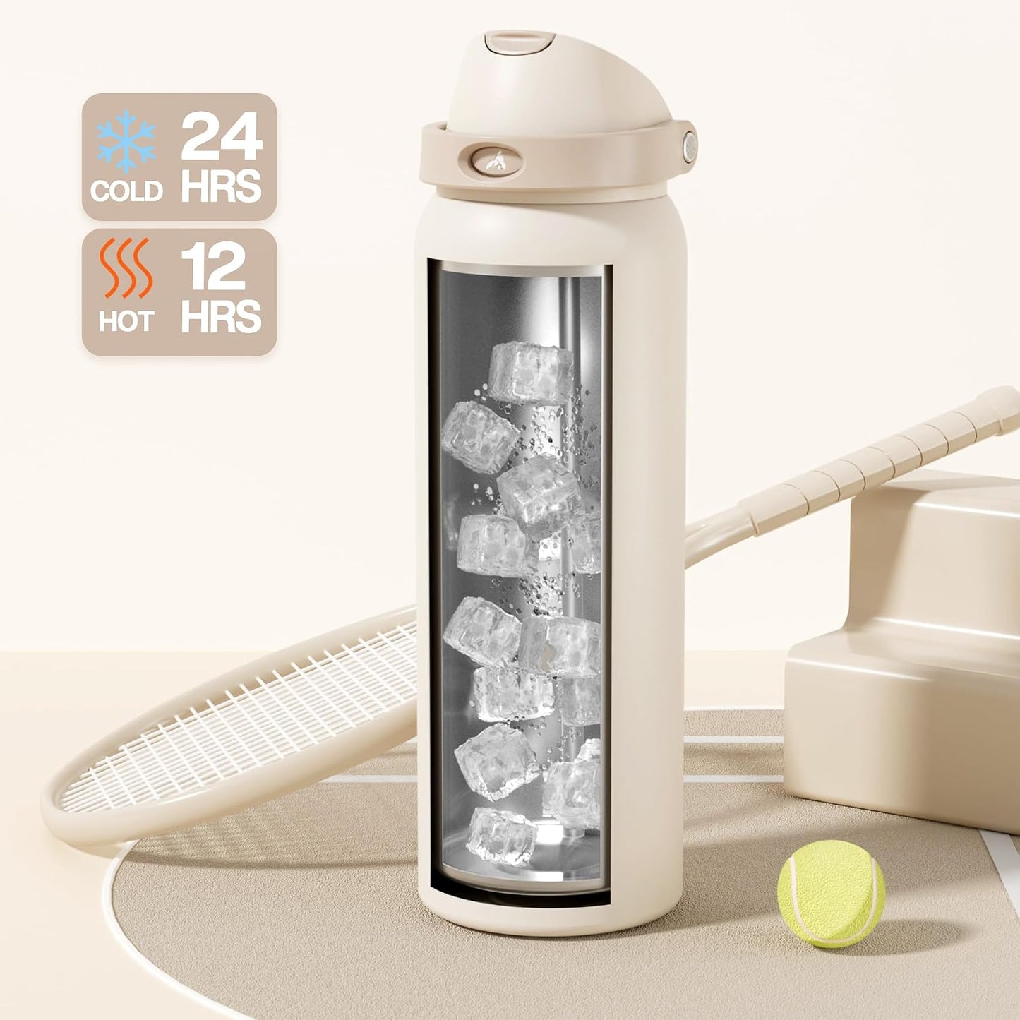 24 oz Travel Water Bottle: 2-in-1 Push-Button Spout & Quick-Flip Straw, Leakproof, Cold 24Hrs, Fits Car Cup Holder, Stainless Steel Cup for Sports, School, Commute, Camping (Mouse's Mischief) - Colors B