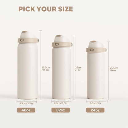 24 oz Travel Water Bottle: 2-in-1 Push-Button Spout & Quick-Flip Straw, Leakproof, Cold 24Hrs, Fits Car Cup Holder, Stainless Steel Cup for Sports, School, Commute, Camping (Mouse's Mischief) - Colors B