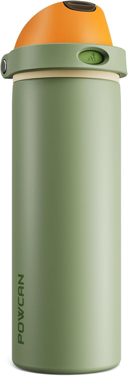 24 oz Travel Water Bottle: 2-in-1 Push-Button Spout & Quick-Flip Straw, Leakproof, Cold 24Hrs, Fits Car Cup Holder, Stainless Steel Cup for Sports, School, Commute, Camping (Mouse's Mischief) - Colors B