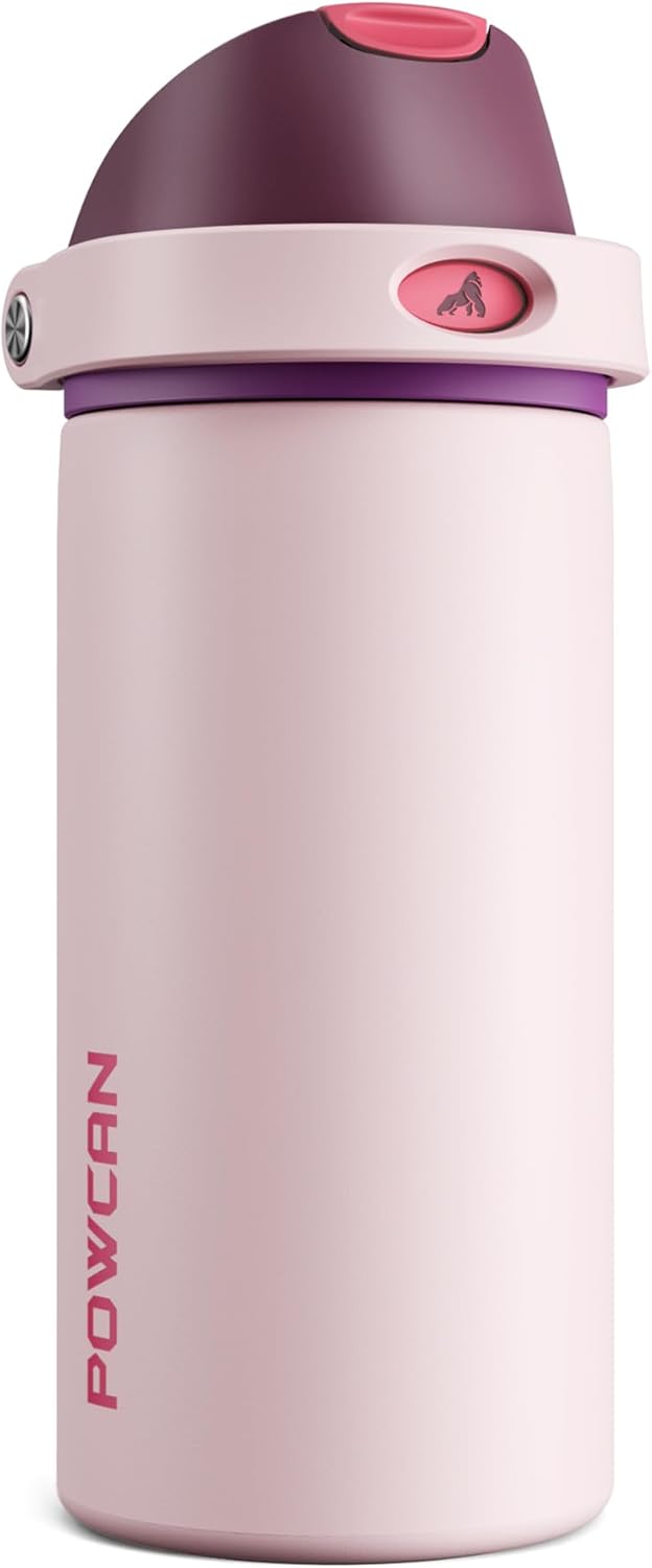 24 oz Travel Water Bottle: 2-in-1 Push-Button Spout & Quick-Flip Straw, Leakproof, Cold 24Hrs, Fits Car Cup Holder, Stainless Steel Cup for Sports, School, Commute, Camping (Mouse's Mischief) - Colors B