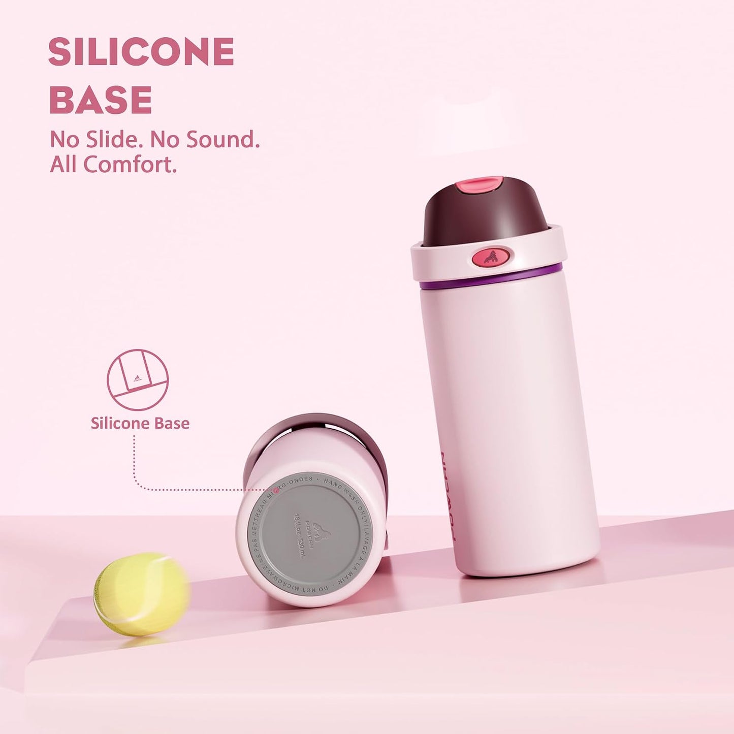 24 oz Travel Water Bottle: 2-in-1 Push-Button Spout & Quick-Flip Straw, Leakproof, Cold 24Hrs, Fits Car Cup Holder, Stainless Steel Cup for Sports, School, Commute, Camping (Mouse's Mischief) - Colors B