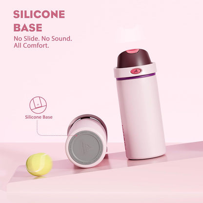 24 oz Travel Water Bottle: 2-in-1 Push-Button Spout & Quick-Flip Straw, Leakproof, Cold 24Hrs, Fits Car Cup Holder, Stainless Steel Cup for Sports, School, Commute, Camping (Mouse's Mischief) - Colors B