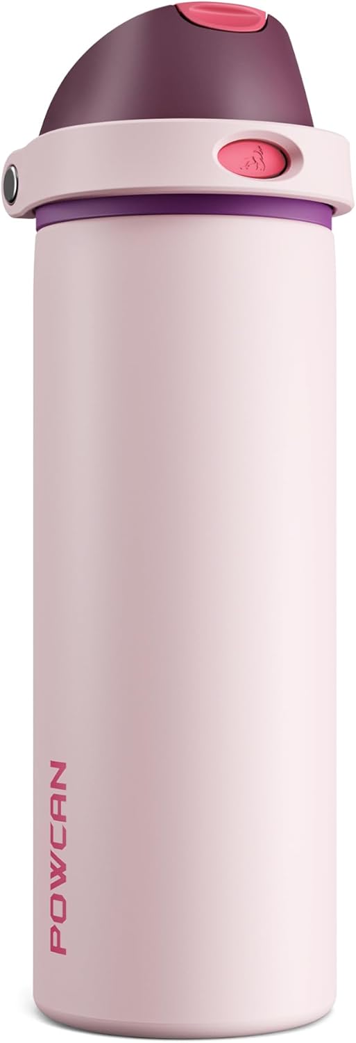 24 oz Travel Water Bottle: 2-in-1 Push-Button Spout & Quick-Flip Straw, Leakproof, Cold 24Hrs, Fits Car Cup Holder, Stainless Steel Cup for Sports, School, Commute, Camping (Mouse's Mischief) - Colors B