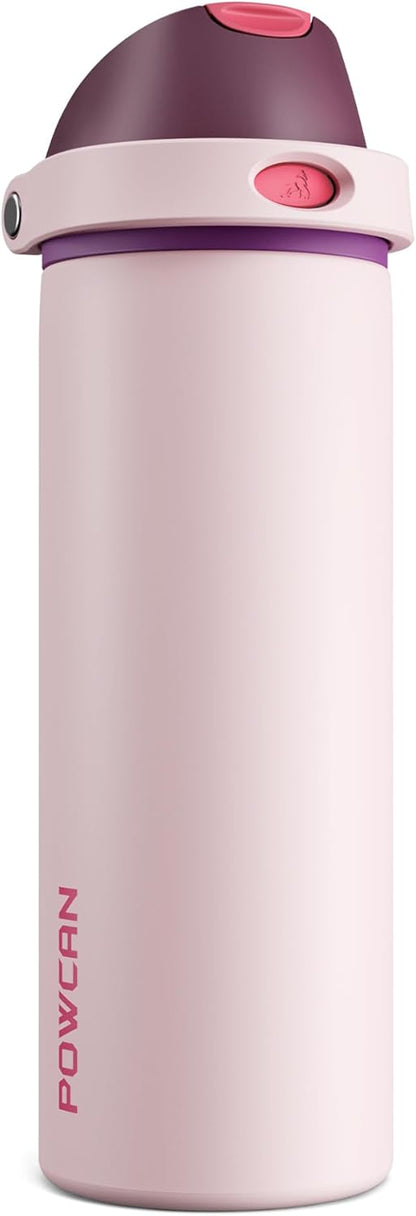 24 oz Travel Water Bottle: 2-in-1 Push-Button Spout & Quick-Flip Straw, Leakproof, Cold 24Hrs, Fits Car Cup Holder, Stainless Steel Cup for Sports, School, Commute, Camping (Mouse's Mischief) - Colors B