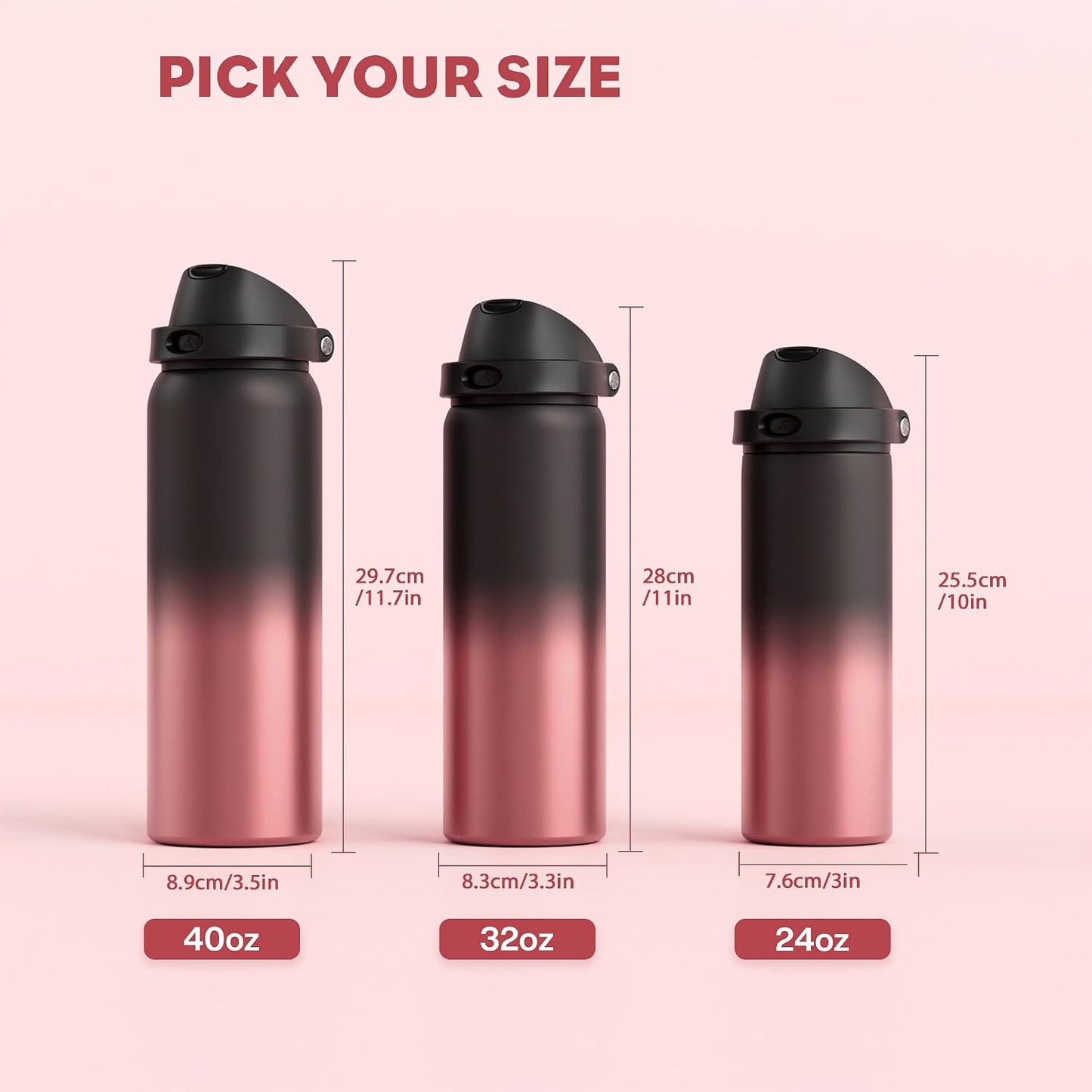 24 oz Travel Water Bottle: 2-in-1 Push-Button Spout & Quick-Flip Straw, Leakproof, Cold 24Hrs, Fits Car Cup Holder, Stainless Steel Cup for Sports, School, Commute, Camping (Mouse's Mischief) - Colors B