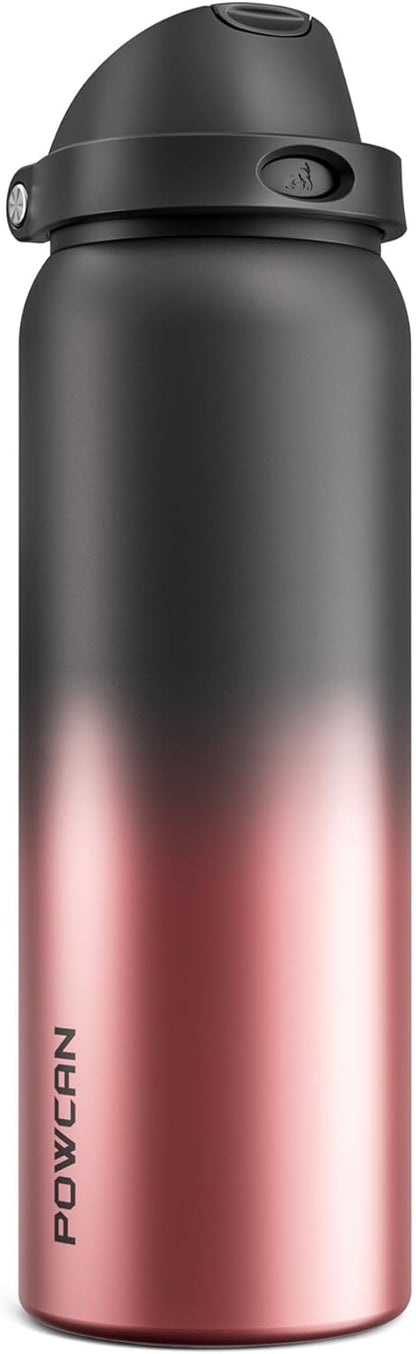 24 oz Travel Water Bottle: 2-in-1 Push-Button Spout & Quick-Flip Straw, Leakproof, Cold 24Hrs, Fits Car Cup Holder, Stainless Steel Cup for Sports, School, Commute, Camping (Mouse's Mischief) - Colors B