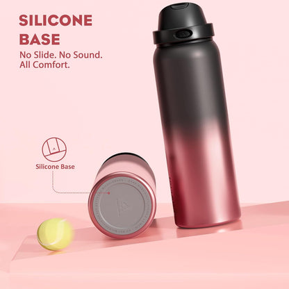 24 oz Travel Water Bottle: 2-in-1 Push-Button Spout & Quick-Flip Straw, Leakproof, Cold 24Hrs, Fits Car Cup Holder, Stainless Steel Cup for Sports, School, Commute, Camping (Mouse's Mischief) - Colors B