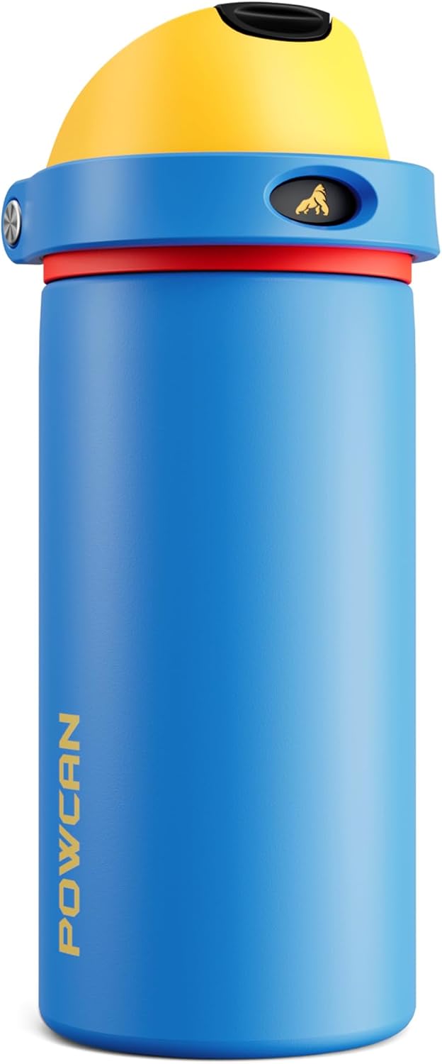 24 oz Travel Water Bottle: 2-in-1 Push-Button Spout & Quick-Flip Straw, Leakproof, Cold 24Hrs, Fits Car Cup Holder, Stainless Steel Cup for Sports, School, Commute, Camping (Mouse's Mischief) - Colors B