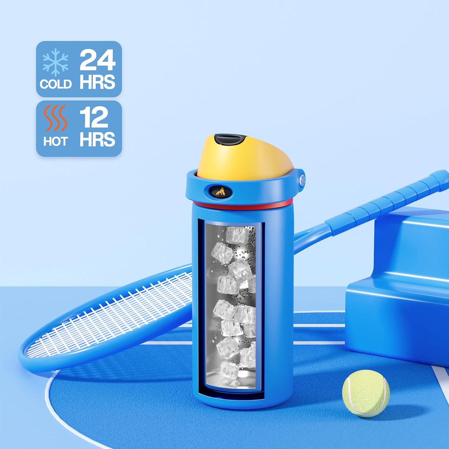 24 oz Travel Water Bottle: 2-in-1 Push-Button Spout & Quick-Flip Straw, Leakproof, Cold 24Hrs, Fits Car Cup Holder, Stainless Steel Cup for Sports, School, Commute, Camping (Mouse's Mischief) - Colors B