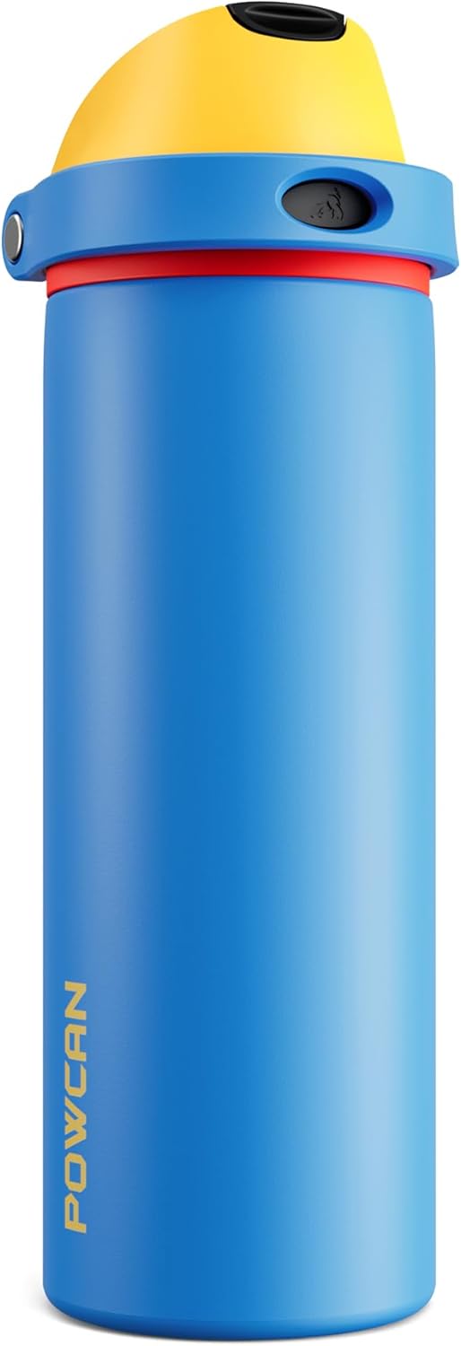 24 oz Travel Water Bottle: 2-in-1 Push-Button Spout & Quick-Flip Straw, Leakproof, Cold 24Hrs, Fits Car Cup Holder, Stainless Steel Cup for Sports, School, Commute, Camping (Mouse's Mischief) - Colors B
