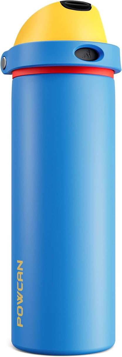 24 oz Travel Water Bottle: 2-in-1 Push-Button Spout & Quick-Flip Straw, Leakproof, Cold 24Hrs, Fits Car Cup Holder, Stainless Steel Cup for Sports, School, Commute, Camping (Mouse's Mischief) - Colors B