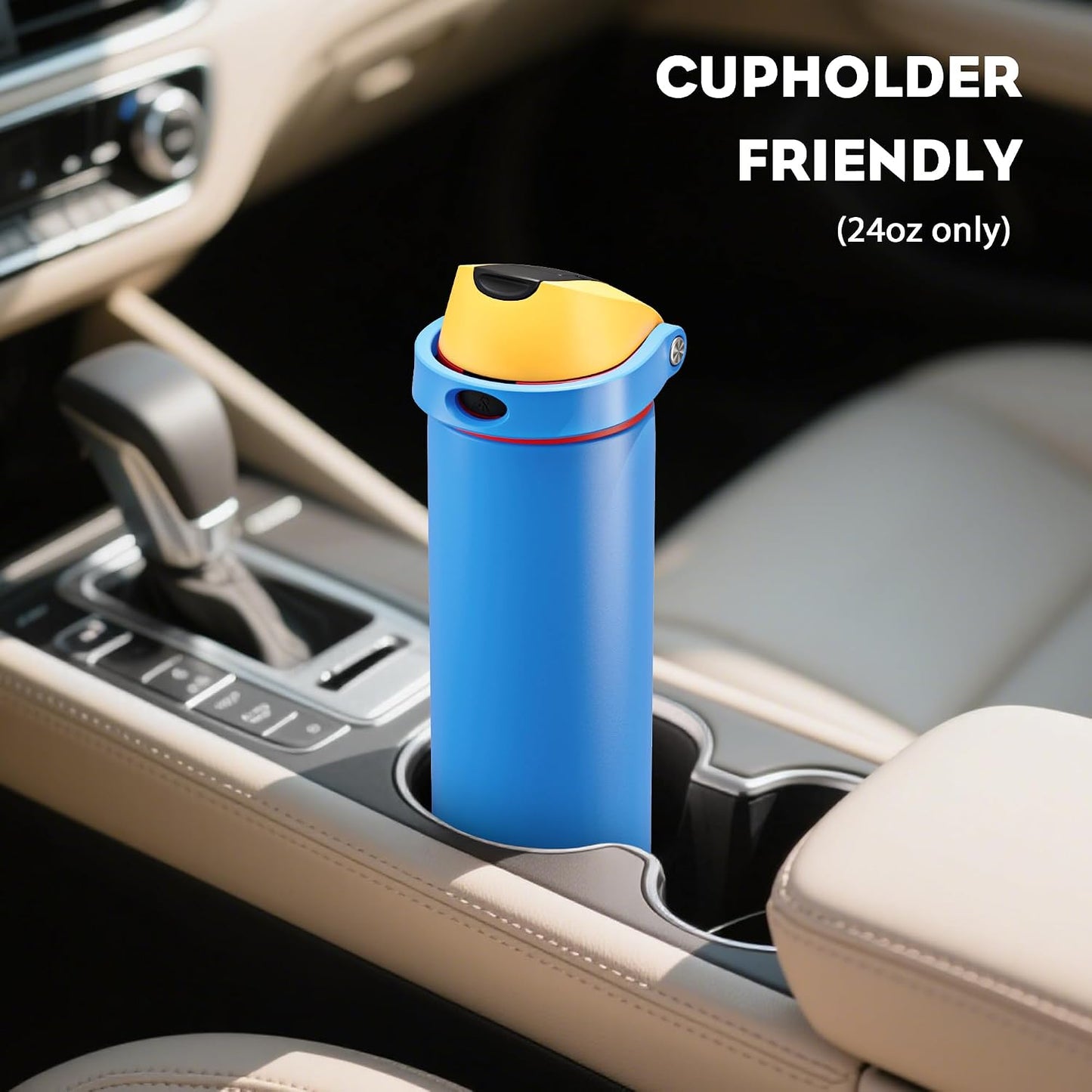 24 oz Travel Water Bottle: 2-in-1 Push-Button Spout & Quick-Flip Straw, Leakproof, Cold 24Hrs, Fits Car Cup Holder, Stainless Steel Cup for Sports, School, Commute, Camping (Mouse's Mischief) - Colors B