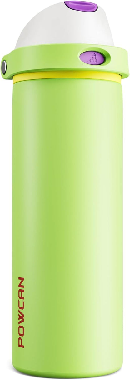 24 oz Travel Water Bottle: 2-in-1 Push-Button Spout & Quick-Flip Straw, Leakproof, Cold 24Hrs, Fits Car Cup Holder, Stainless Steel Cup for Sports, School, Commute, Camping (Mouse's Mischief) - Colors B