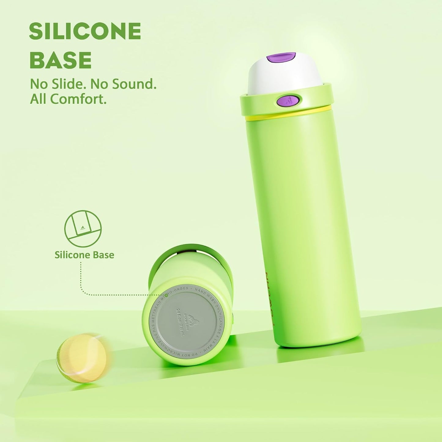 24 oz Travel Water Bottle: 2-in-1 Push-Button Spout & Quick-Flip Straw, Leakproof, Cold 24Hrs, Fits Car Cup Holder, Stainless Steel Cup for Sports, School, Commute, Camping (Mouse's Mischief) - Colors B