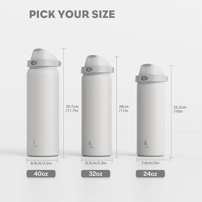 24 oz Travel Water Bottle: 2-in-1 Push-Button Spout & Quick-Flip Straw, Leakproof, Cold 24Hrs, Fits Car Cup Holder, Stainless Steel Cup for Sports, School, Commute, Camping (Mouse's Mischief) - Colors B