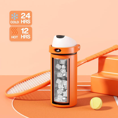 24 oz Travel Water Bottle: 2-in-1 Push-Button Spout & Quick-Flip Straw, Leakproof, Cold 24Hrs, Fits Car Cup Holder, Stainless Steel Cup for Sports, School, Commute, Camping (Mouse's Mischief) - Colors B