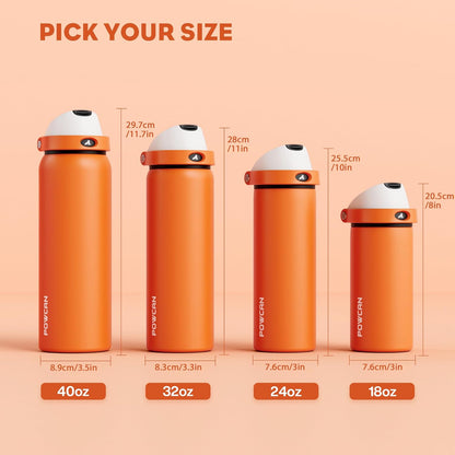 24 oz Travel Water Bottle: 2-in-1 Push-Button Spout & Quick-Flip Straw, Leakproof, Cold 24Hrs, Fits Car Cup Holder, Stainless Steel Cup for Sports, School, Commute, Camping (Mouse's Mischief) - Colors B