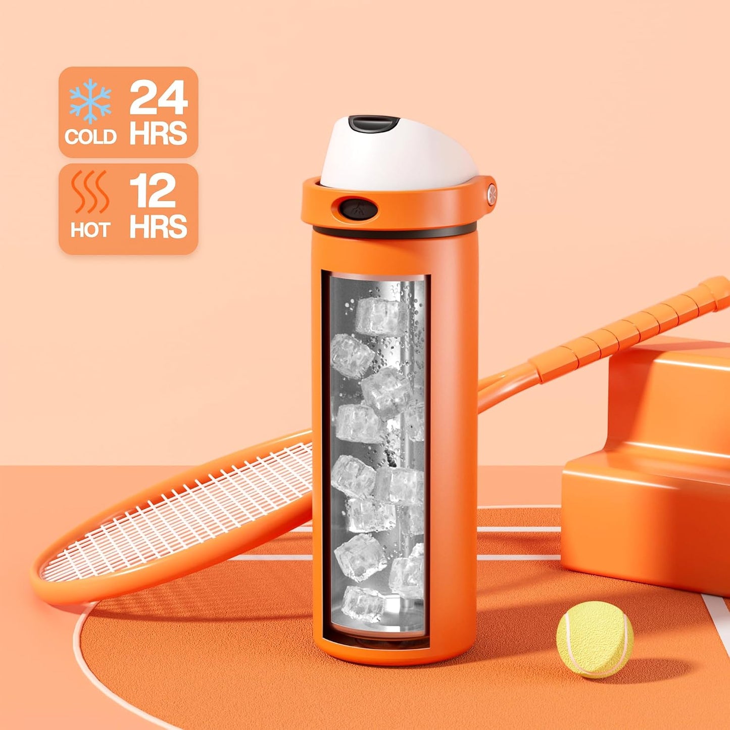 24 oz Travel Water Bottle: 2-in-1 Push-Button Spout & Quick-Flip Straw, Leakproof, Cold 24Hrs, Fits Car Cup Holder, Stainless Steel Cup for Sports, School, Commute, Camping (Mouse's Mischief) - Colors B