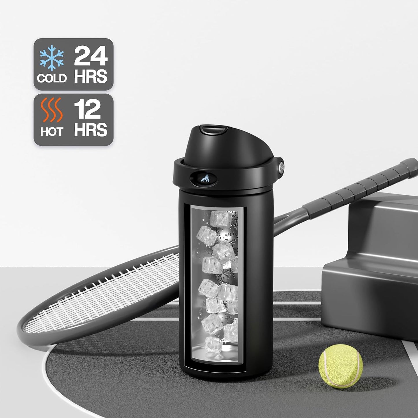 24 oz Travel Water Bottle: 2-in-1 Push-Button Spout & Quick-Flip Straw, Leakproof, Cold 24Hrs, Fits Car Cup Holder, Stainless Steel Cup for Sports, School, Commute, Camping (Mouse's Mischief) - Colors B