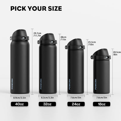 24 oz Travel Water Bottle: 2-in-1 Push-Button Spout & Quick-Flip Straw, Leakproof, Cold 24Hrs, Fits Car Cup Holder, Stainless Steel Cup for Sports, School, Commute, Camping (Mouse's Mischief) - Colors B