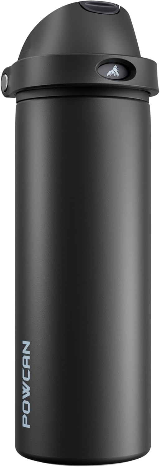 24 oz Travel Water Bottle: 2-in-1 Push-Button Spout & Quick-Flip Straw, Leakproof, Cold 24Hrs, Fits Car Cup Holder, Stainless Steel Cup for Sports, School, Commute, Camping (Mouse's Mischief) - Colors B