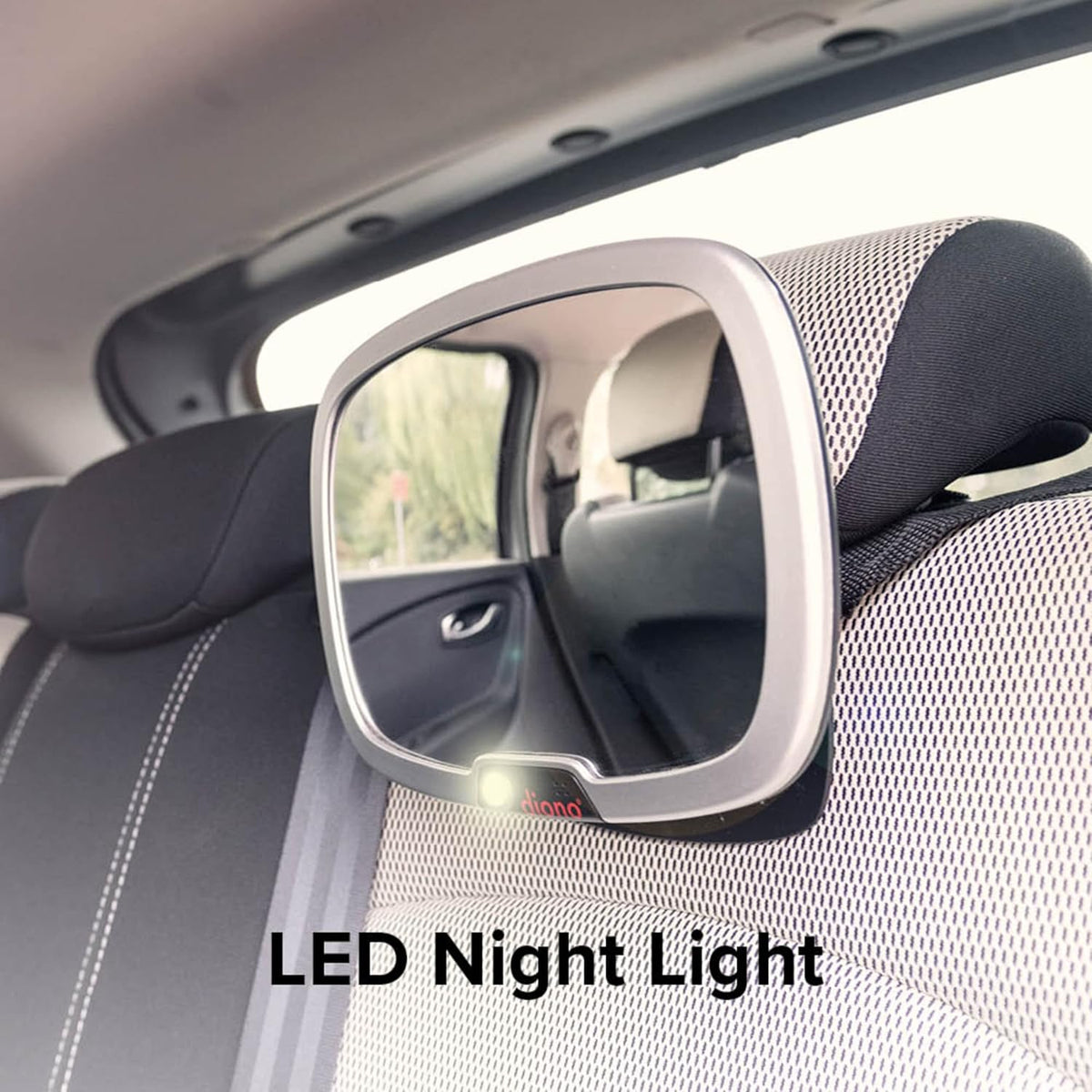 Easy View Plus Baby Car Mirror with Light, Safety Car Seat Mirror for Rear Facing Infant with 360 Rotation, LED Night Light, Wide Crystal Clear View, Shatterproof, Crash Tested