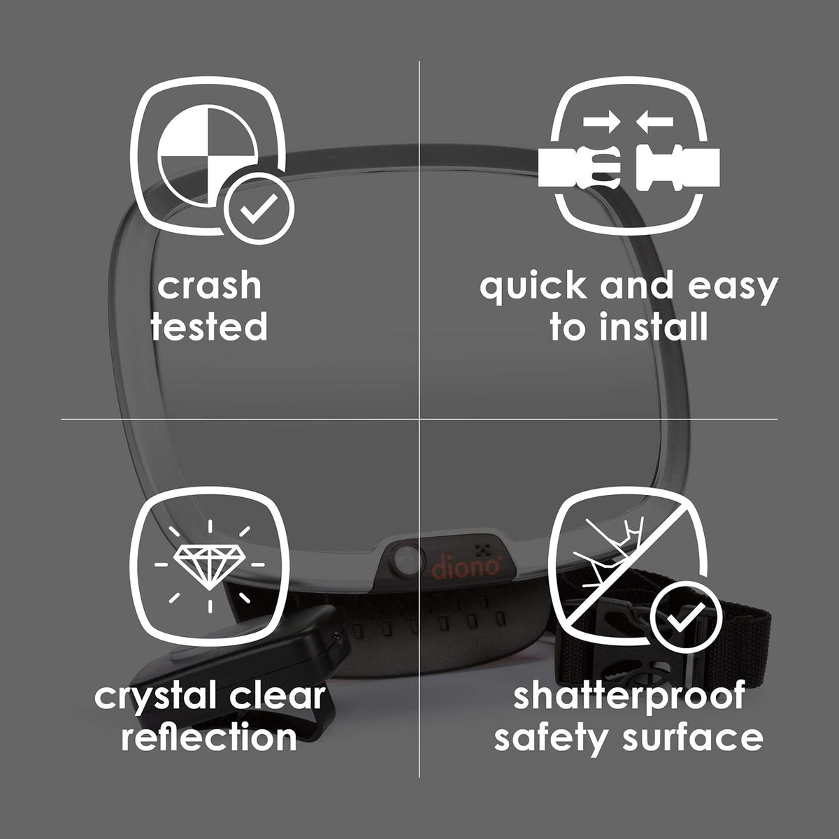 Easy View Plus Baby Car Mirror with Light, Safety Car Seat Mirror for Rear Facing Infant with 360 Rotation, LED Night Light, Wide Crystal Clear View, Shatterproof, Crash Tested