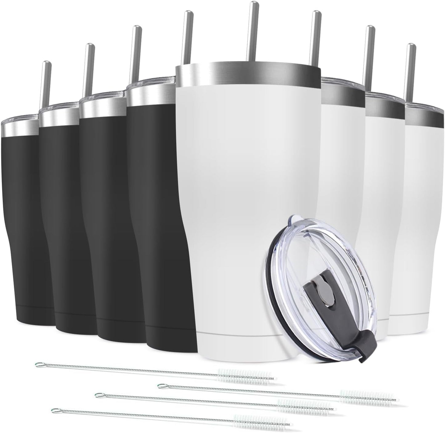 6 Pack 30oz Stainless Steel Tumblers Bulk Reusable Travel Mugs with Lid, Double Wall Powder Coated Coffe Cup for Home, Office, Outdoor Suitable for Vehicle Cup Holders