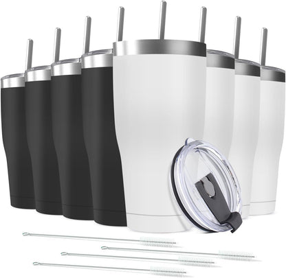 6 Pack 30oz Stainless Steel Tumblers Bulk Reusable Travel Mugs with Lid, Double Wall Powder Coated Coffe Cup for Home, Office, Outdoor Suitable for Vehicle Cup Holders