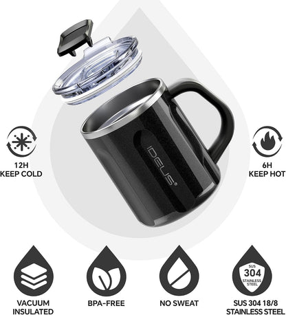 16 oz Insulated Coffee Mug with Handle and Lid, Double Wall Stainless Steel Vacuum Thermal Coffee Mug, Travel Coffee Cup Thermal Cup for Home and Office, Eggshell Blue