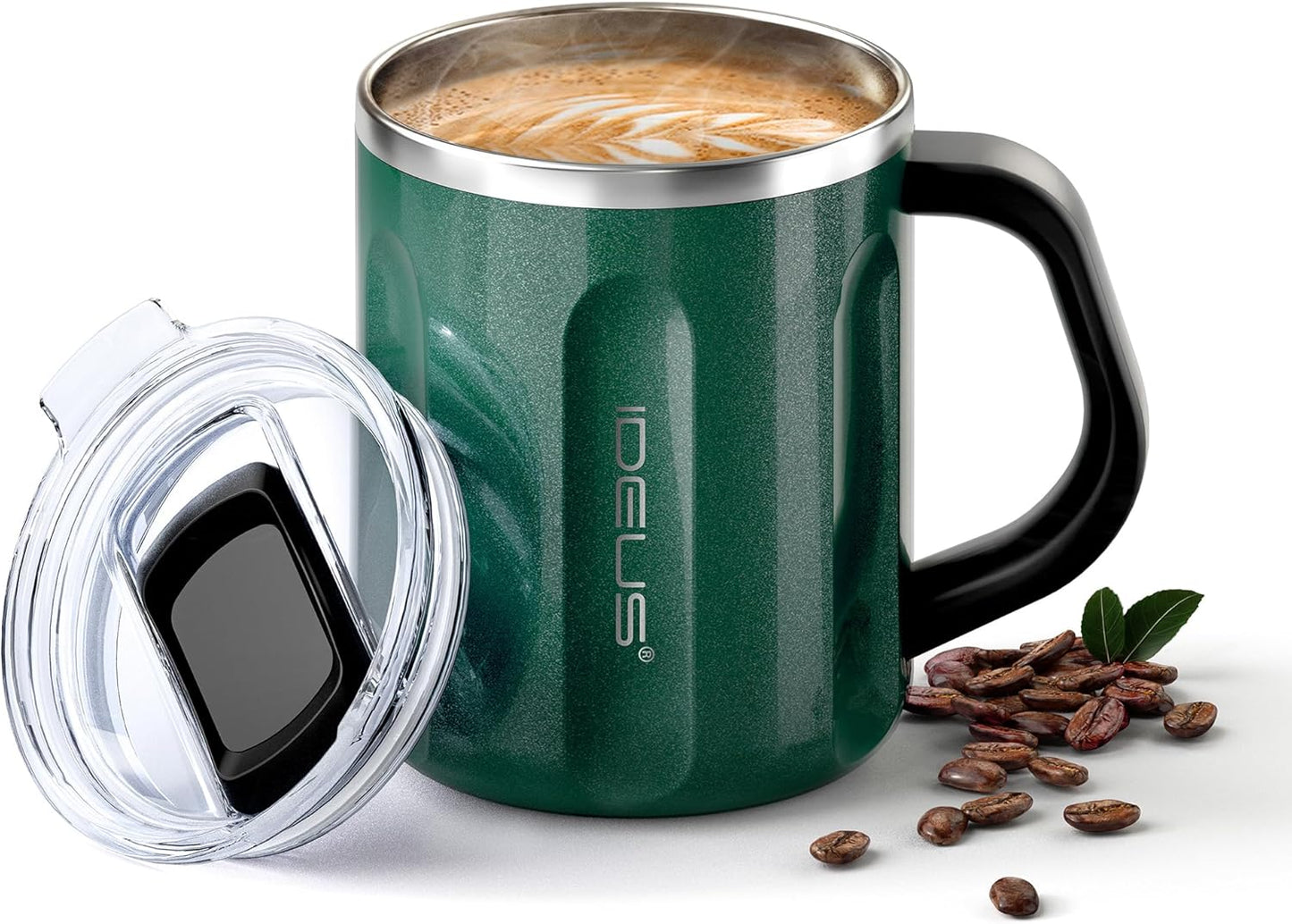 16 oz Insulated Coffee Mug with Handle and Lid, Double Wall Stainless Steel Vacuum Thermal Coffee Mug, Travel Coffee Cup Thermal Cup for Home and Office, Eggshell Blue