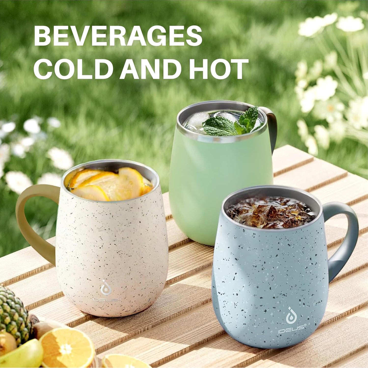 16 oz Insulated Coffee Mug with Handle and Lid, Double Wall Stainless Steel Vacuum Thermal Coffee Mug, Travel Coffee Cup Thermal Cup for Home and Office, Eggshell Blue