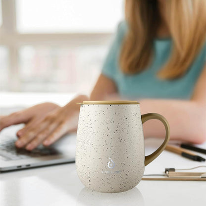 16 oz Insulated Coffee Mug with Handle and Lid, Double Wall Stainless Steel Vacuum Thermal Coffee Mug, Travel Coffee Cup Thermal Cup for Home and Office, Eggshell Blue