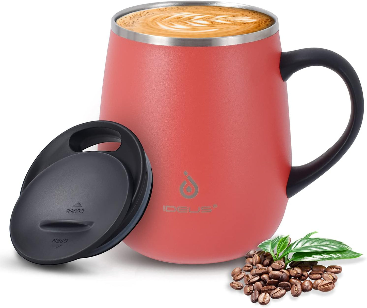 16 oz Insulated Coffee Mug with Handle and Lid, Double Wall Stainless Steel Vacuum Thermal Coffee Mug, Travel Coffee Cup Thermal Cup for Home and Office, Eggshell Blue