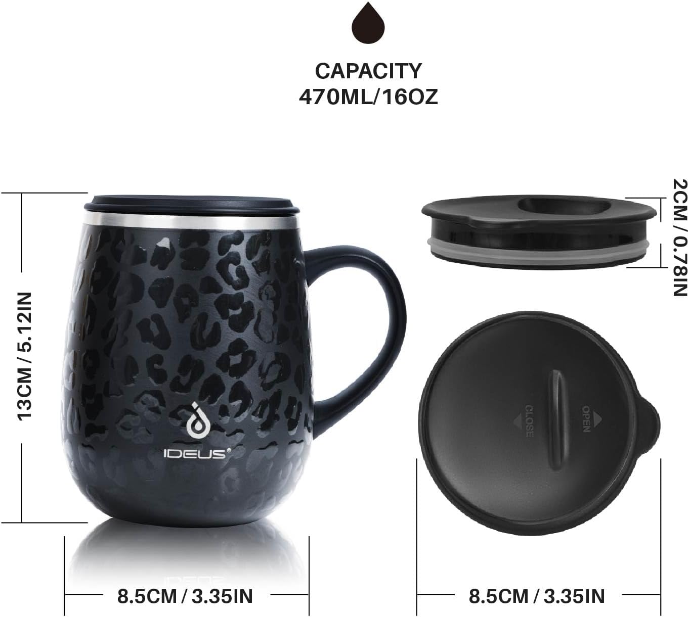 16 oz Insulated Coffee Mug with Handle and Lid, Double Wall Stainless Steel Vacuum Thermal Coffee Mug, Travel Coffee Cup Thermal Cup for Home and Office, Eggshell Blue