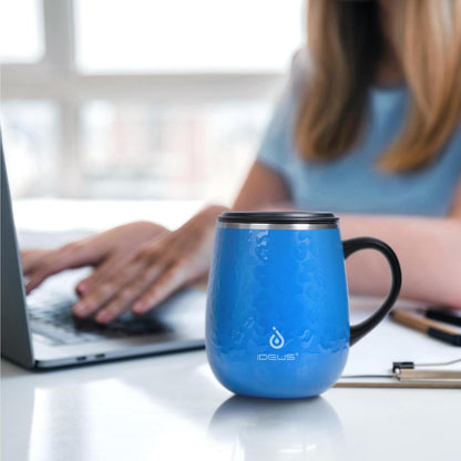 16 oz Insulated Coffee Mug with Handle and Lid, Double Wall Stainless Steel Vacuum Thermal Coffee Mug, Travel Coffee Cup Thermal Cup for Home and Office, Eggshell Blue