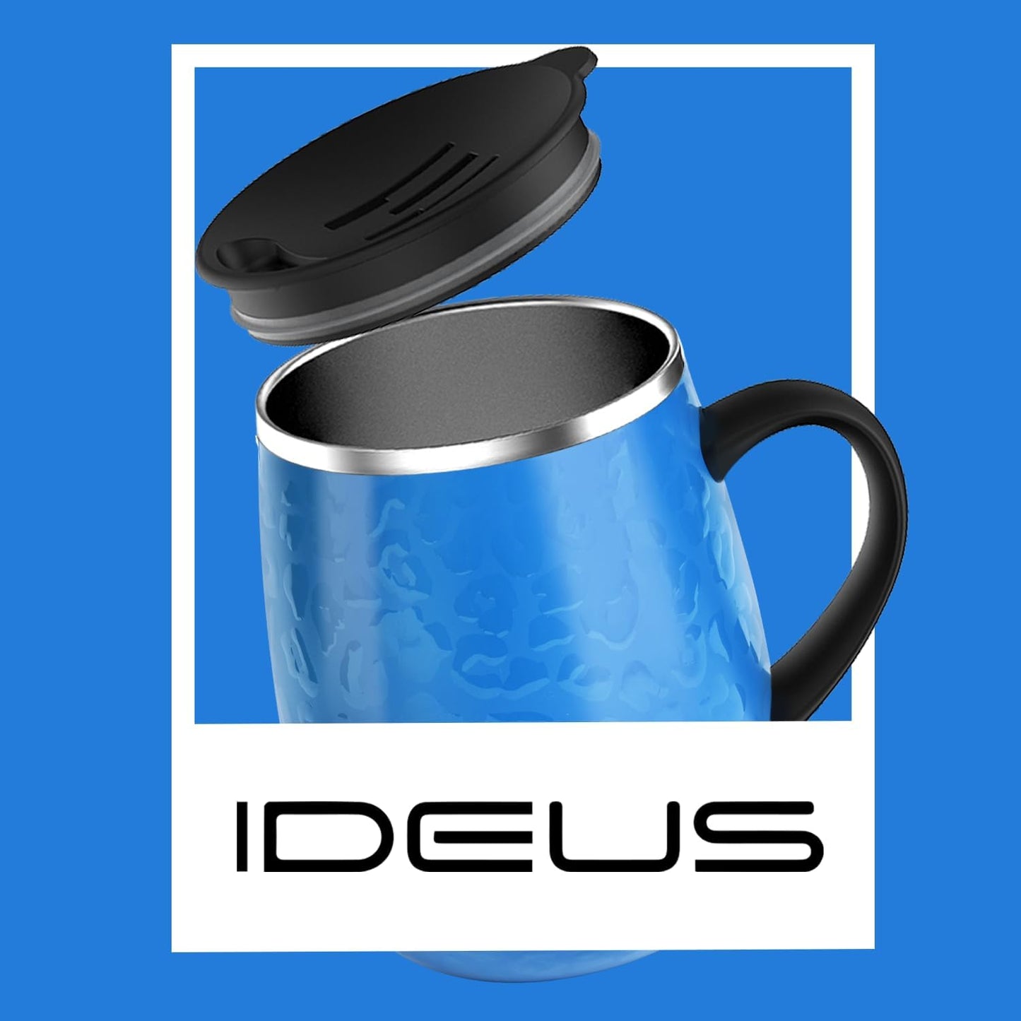 16 oz Insulated Coffee Mug with Handle and Lid, Double Wall Stainless Steel Vacuum Thermal Coffee Mug, Travel Coffee Cup Thermal Cup for Home and Office, Eggshell Blue