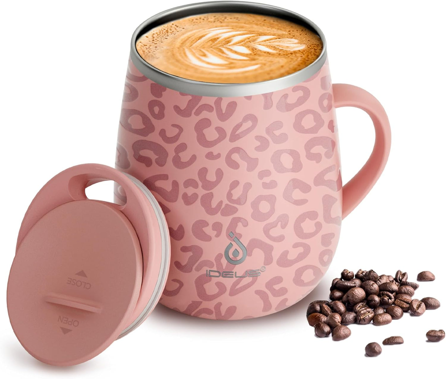 16 oz Insulated Coffee Mug with Handle and Lid, Double Wall Stainless Steel Vacuum Thermal Coffee Mug, Travel Coffee Cup Thermal Cup for Home and Office, Eggshell Blue